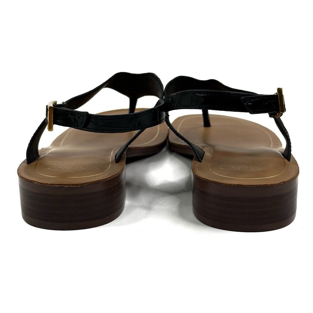 Franco Sarto Iris Womens Black Croco Leather Slingback Thong Sandals Size 9M New - Picture 4 of 10